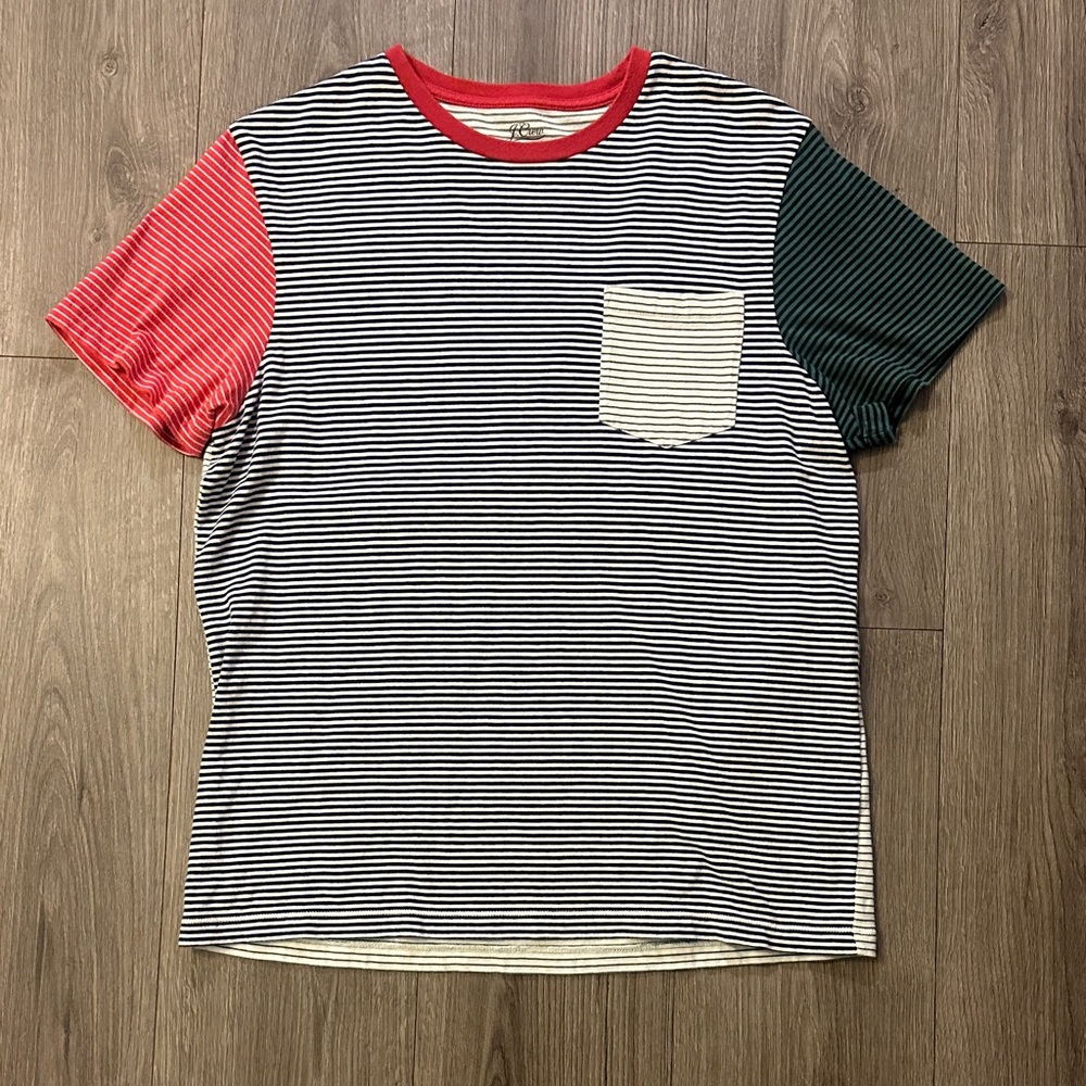 Striped J Crew Multicolor T-Shirt with Pocket
